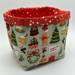 Handmade Christmas Fabric Basket Gingerbread Basket